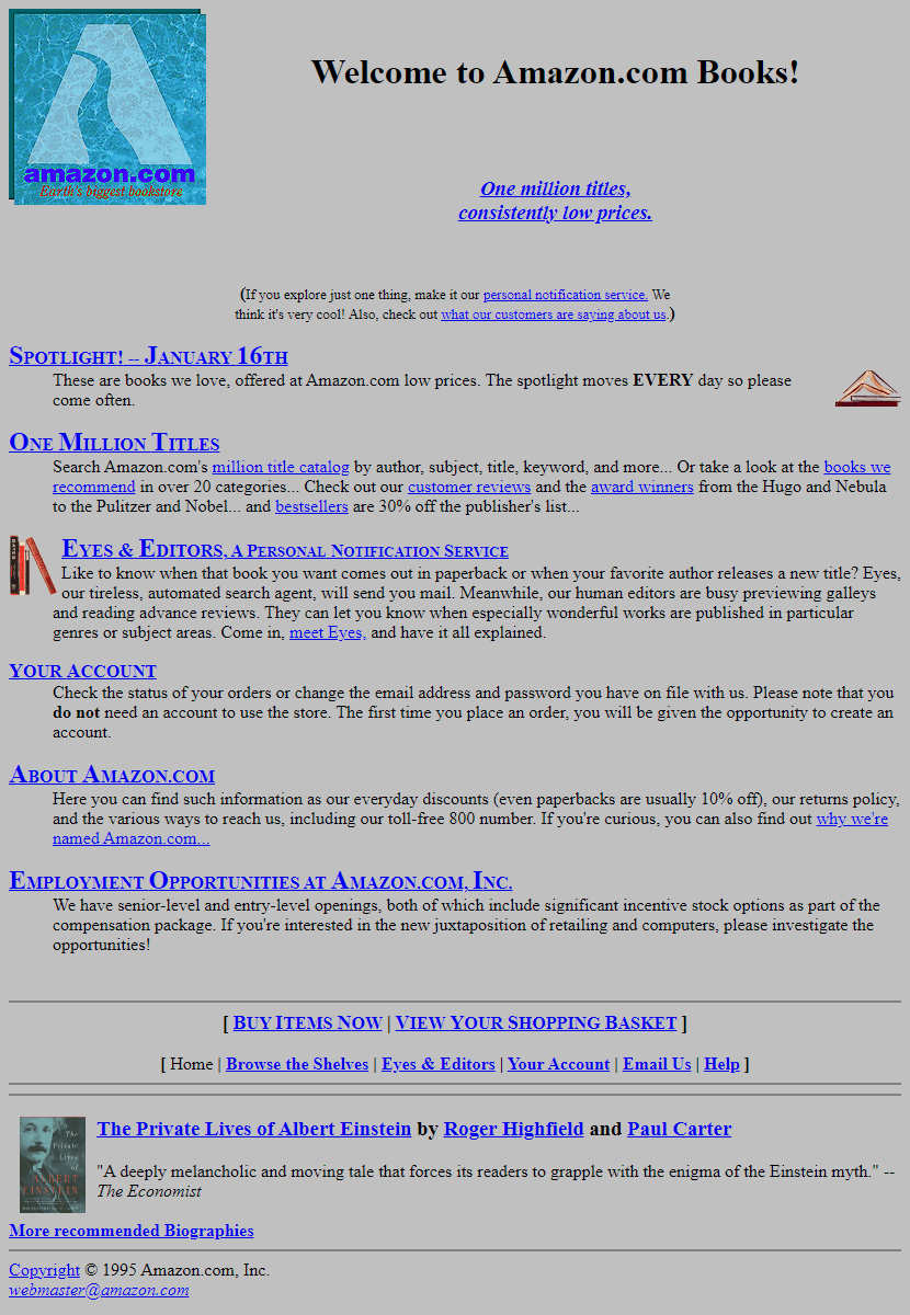 Amazon 1995-ben, az internetes kereskedelem kezdete